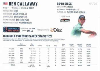2023 Disc Golf Pro Tour - Silver #MPO44 Ben Callaway Back